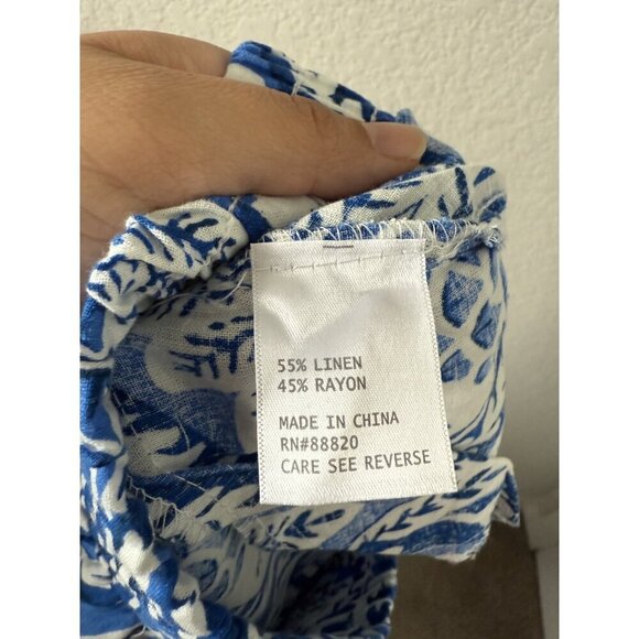 Panama Jack Linen Blend Pineapple Floral Wide Leg Pull On Pant Tropical Coastal - Picture 8 of 8